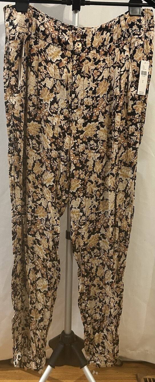 NWT Anthropologie Diandra Pleated Floral Joggers size 8